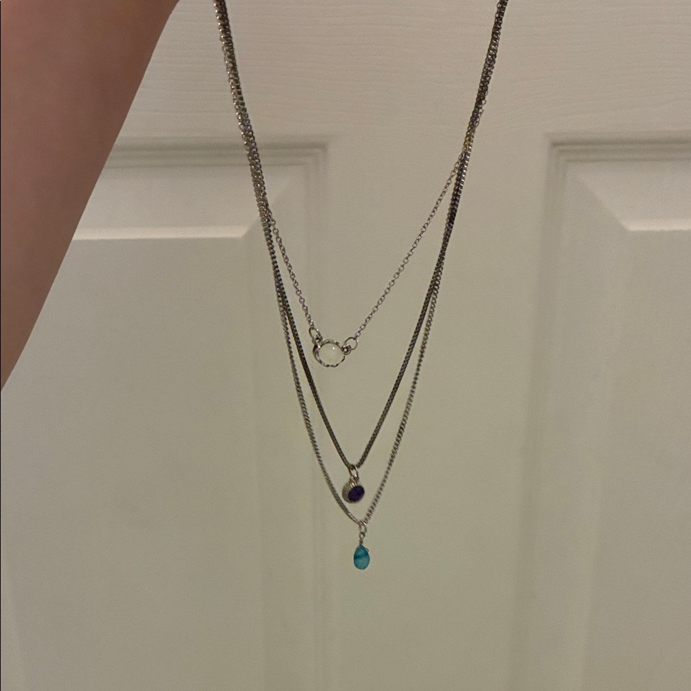 Elegant Multi-Layered Necklace with Purple and Blue Accents